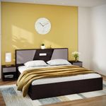 Interio by Godrej Bed, Hannah King Size Engineered Wood Bed with Box Storage, 1-Year Warranty, Cola-Rain, Prelaminated Particle Board