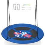 Maxmass Kids Saucer Swing, Children Nest Swing with Adjustable Ropes & Cute Pattern, Toddler Hanging Swing Seat for Garden Patio Backyard(Rocket Pattern)