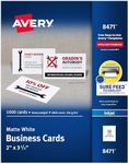 Avery 2" x 3.5" Business Cards, Sure Feed Technology, for Inkjet Printers, 1,000 Cards (8471)