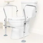 Vive Toilet Safety Rail Frame - Grab Bars for Bathroom - Fall Prevention - Adjustable Non Slip for Adults, Seniors, Elderly, Disabled, Handicapped - Padded Handle Support - Medical Device for Home Use