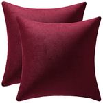 DEZENE 26x26 Euro Pillow Covers : 2 Pack Cozy Soft Velvet Oversized Couch Pillow Shams, Square Throw Pillow Cases for Living Room Sofa, Burgundy