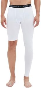 Men's Basketball Single Leg Tight Sports Pants 1/2 One Leg Compression Pants Athletic Base Layer Underwear, White-left-long, Medium