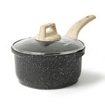 CAROTE Saucepan with Lid 16cm/1.5L, Nonstick Sauce Pot for Induction, Gas and Electric Hobs, Small Cooking Pot with Pour Spout