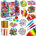 Blue Squid Craft Supplies for Kids - 2000+pcs in This XXXL Arts and Crafts Kit - This Huge Art Supply Box & Craft Set is Perfect for Young Artists of Ages 4,5,6,7,8,9,10,11,12