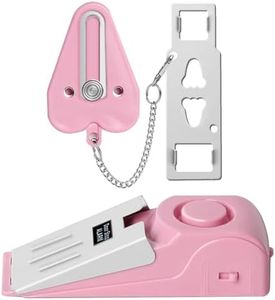 Portable Door Lock & Door Stop Alarm Set, Dual Protection Home Security Door Kit, Travel Hotel Door Lock Devices Pocket Self Defensey Tools for Traveling Hotel Home Apartment,Pink