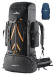 TRAWOC Vortex 60L Travel Backpack for Men & Women | Trekking Hiking Rucksack with Laptop Sleeve, YKK Zippers, Rain-Cover, Padded Hip Belt & Air Mesh Back | 3 Year Warranty | Black