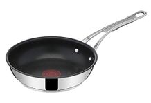 Tefal Jamie Oliver Cook's Classics Stainless Steel Frying Pan, 24 cm, Non-Stick Coating, Heat Indicator, 100% Safe, Riveted Silicone Handle, Oven-Safe, Induction Pan E3060434