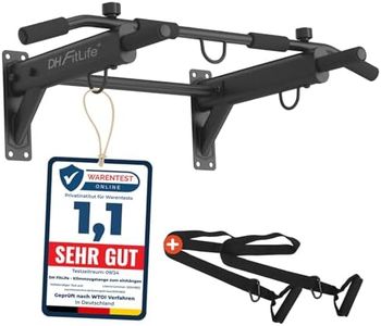 DH FitLife 4in1 Klimmzugstange Wand zur Wandmontage mit Spreizdübel, Multifunktionale Pull-Up Bar für Zuhause bis 200kg | 6 rutschfeste Griffe | 3 Öse für Boxsack & Schlingentrainer | Sicher & Stabil