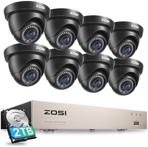 ZOSI 2TB H.265+ Système de Sécurité 8CH 5MP Lite DVR Enregistreur Vidéo Numérique avec 8 Caméra de Surveillance Extérieure 2MP Vision Nocturne 24 m Accès à Distance Via Smartphone