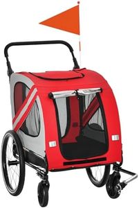Aosom 2-in-1 Pet Bike Trailer for Small Dogs, Road-Visibility Dog Stroller Bicycle Carrier, Weather-Strong Bike Wagon Trailer Sidecar Attachment, Red