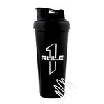 RULE 1 FITNESS Premium Gym Shaker Bottle 700Ml |100% BPA FREE |Leakproof Protein Shaker Bottle With Whisking Spring | Ideal For Protein, Pre Workout & Bcaas Gym Bottle For Men & Women (Black)