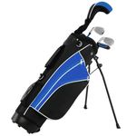 Maxmass Junior Golf Club Set, Kids Complete Golf Set with 3# Fairway Wood, 7# & 9# Irons, Putter, Head Cover and Stand Bag, Children Beginners Practice Pole (8-10 Years Old)