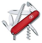 Victorinox Camper Swiss Army Knife, Medium, Multi Tool, Camping Knife, 13 Functions, Blade, Wood Saw, Red