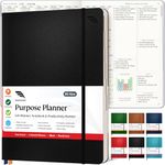 Purpose Planner B5 Undated Monthly Weekly Daily Productivity Journal 2024 Life Health Goal Setting Business Tool for Professionals Moms Academic Student Organizer Notebook (7.5”x9.8” Black Hardcover)