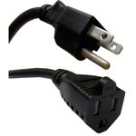 CableWholesale Power Extension Cord, Black, NEMA 5-15P to NEMA 5-15R, 10 Amp, 10 Foot