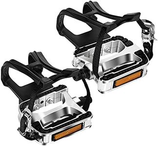 VIEWALL Bike Pedals Toe Cages - 9/16" Spin Bike Pedal with Straps and Toe Clips for Outdoor Cycling and Indoor Exercise Bike, Replacement Alloy Multi-Purpose Bicycle Pedals