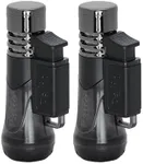 Palio Siena Single Jet Flame Cigar Lighter, Extra Large Fuel Tank (Black) Pack of 2