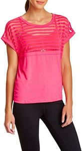 Balanced Tech Women's Burntout Stripe Crew Neck Tee - Knockout Pink - Medium