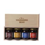 The Wandering Bean Coffee Hamper | A Set of 4 Assorted Coffees (Nutty Hazelnut, Creamy Caramel, Bavarian Mint, Choco- Orange 40g X 4 Jars) Gift Festive- Best Gift Hamper