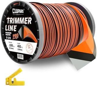 Cluparis .155-Inch Heavy Duty Trimmer Line, 5lb 492ft Professional Square Weed Eater String, 3-Component Tri-Extrusion for Extra Durability, Fits Echo Husqvarna Ryobi, with Super Line Cutter