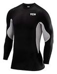 TCA Men's SuperThermal Compression Base Layer Top Long Sleeve Thermal Under Shirt - Black/Cool Grey, XL