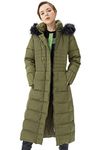 Orolay Women's Winter Long Down Jacket with Fur Hood Raglan Sleeve Coat Quilted Comfort Jacket Armygreen M