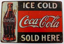 Tin Metal Sign Plaque Bar Pub Vintage Retro Wall Decor Poster Home Club Tavern Wall Door (30 x 20 cm) - UK Company (179 - Ice Cold Coca Cola)