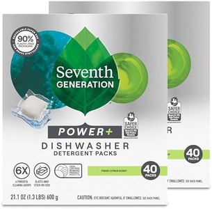 Seventh Generation Power Plus Dishwasher Detergent Packs Fresh Citrus scent Pack of 2 for sparkling dishes Dishwasher tabs 40 count