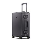 LEVEL8 Aluminum Luggage Carry on Suitcase 20-Inch Hardside Spinner Luggage, Suitcase Aluminium,Hand Luggage,Double TSA,Zipperless Luggage(56cm, 35.5L,Dark Grey)