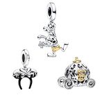 Doyafer 925 Sterling Silver Charm Set cartoon mouse Pendant Pumpkin Beads For Women Charms Bracelet Necklace Birthday gifts 3-Piece/Package