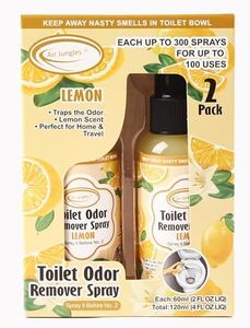 Air Jungles Toilet Poop Odor Eliminator Spray, Lemon Scent, Spray It Before No.2, Up to 100 Uses Per Bottle, For Home, Travel, Office Bathroom, and College Dorm Bathroom