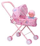 JYGOG New Play Kids Toy with Real Moving Stroller Toy Stroller Baby Doll Toy Set for Kid (Multicolor)