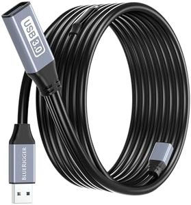 BlueRigger USB 3.0 Extension Cable (15M, Active, 5 Gbps, in-Wall CL3 Rated, Type A Male to Female Adapter Cord) - Long USB Repeater Extender for VR Headset, Printer, Hard Drive, Keyboard, Mouse, Xbox