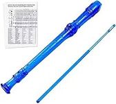 8 Hole Soprano Descant Recorder German Style Music Recorder Kids Music Flute with Cleaning Rod and Case Bag Soprano Recorder Instrument for School Student Home Entertainment (Blue)