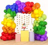 RUBFAC 189pcs Rainbow Balloon Garland Arch Kit, 7 Assorted Colors 5/12/18 Inch Latex Balloons for Birthday Party Baby Shower Wedding Anniversary Decoration