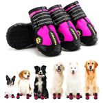 Hcpet Dog Shoes, Dog Boots for Small Dogs, Waterproof Medium Dog Booties Paw Protector for Summer Hot Pavement, Winter Snowy Day, Outdoor Walking, Indoor Hardfloors Anti Slip Sole Pink Size 5