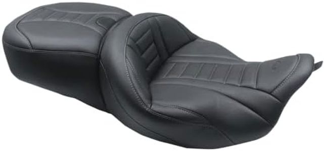 MUSTANG 0801-1375 79006GM One-Piece Deluxe Touring Seat - Black W/Gun Metal Stitching