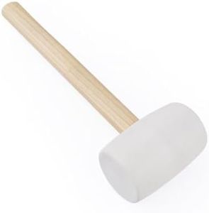 Gunpla Rubber Mallet - 8 oz Anti-Slip Wooden Handle Soft Double Face White Rubber Head Mallet for DIY, Tile Setting, Laminate Flooring Installs & More