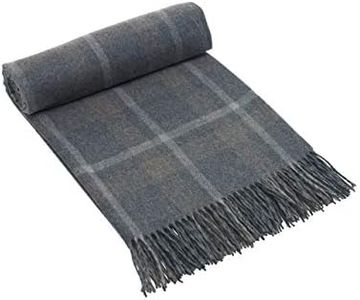 Glen Isla 100% Lambswool Blanket Crailing Blue Grey Check - Made in Scotland