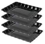 Plasticpro Plastic Serving Trays - Serving Platters Rectangle 9X13 Disposable Party Dish (4, Black)