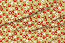 Spoonflower Fabric - Red Apples Green Farm Summer Fruit Teacher Kitchen Printed on Petal Signature Cotton Fabric by the Yard - Sewing Quilting Apparel Crafts Decor
