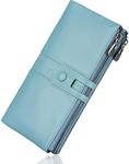 Roulens Genuine Leather Women's Wallets,Multi-Function Slim Bifold Zipper Clutch Purse,Large Capacity Card Holder with RFID Blocking