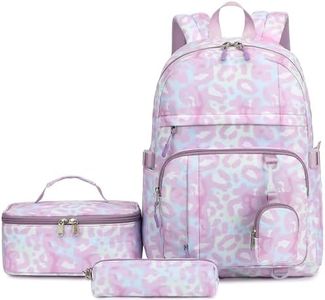 H HIKKER-LINK Kid's Backpack for Girls School Bookbags Children Bags Set Lunch Bag Pencil Case 4PCS Purple