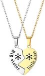 JewelryWe 2PCS BFF Necklace Love Heart Puzzles Pendant Best Friends Engraved Friendship Necklace Set for Men Women