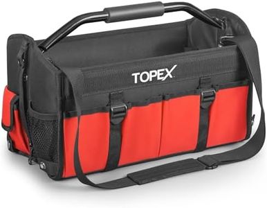 TOPEX 16 Inch Tool Bag, Multi-pocket Tool Organiser, High Bearing Wide Mouth Tool Tote Bag with Adjustable Shoulder Strap, Foldable, Rotatable Steel Handle, 16 Pockets for professional and homeowner