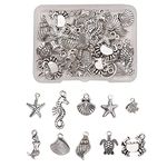 DanLingJewelry 50Pcs Marine Life Charms Mixed Mermaid Starfish Seashell Crab Charms Ocean Charms for DIY Jewellery Making