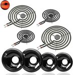 MP22YA Electric Range Burner Element Unit Set and Range Cooktop Porcelain Drip Pans W10288051 by Fetechmate Compatible with whir-lpool am-ana Electric Range Stove Replace W10290350 W10290353-9 PCS