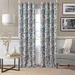 Elrene Home Fashions Room Darkening Grommet Linen Single Panel Window Curtain Drape, 52"x84", Blue/Taupe