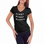 Pivot Friends Tv Show Series Women's V-Neck Black Shirt Size S