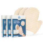 Bloom Exfoliating Bath Glove (3 gloves) | Exfoliating Gloves to Reduce Ingrown Hair & Strawberry Legs | 100% Ramie Fabric | Gently Removes Dead Skin Cells | For Sensitive Skin